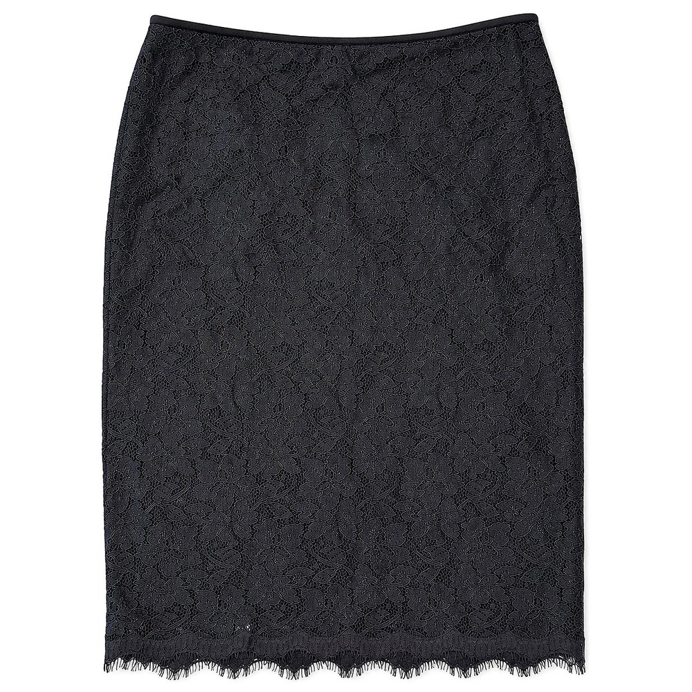 Diane von Furstenberg Scotia Lace Pencil Skirt Women's 10 Black Silk Blend DVF